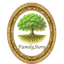 FamilyStory logo featuring a family tree in an ornate oval frame